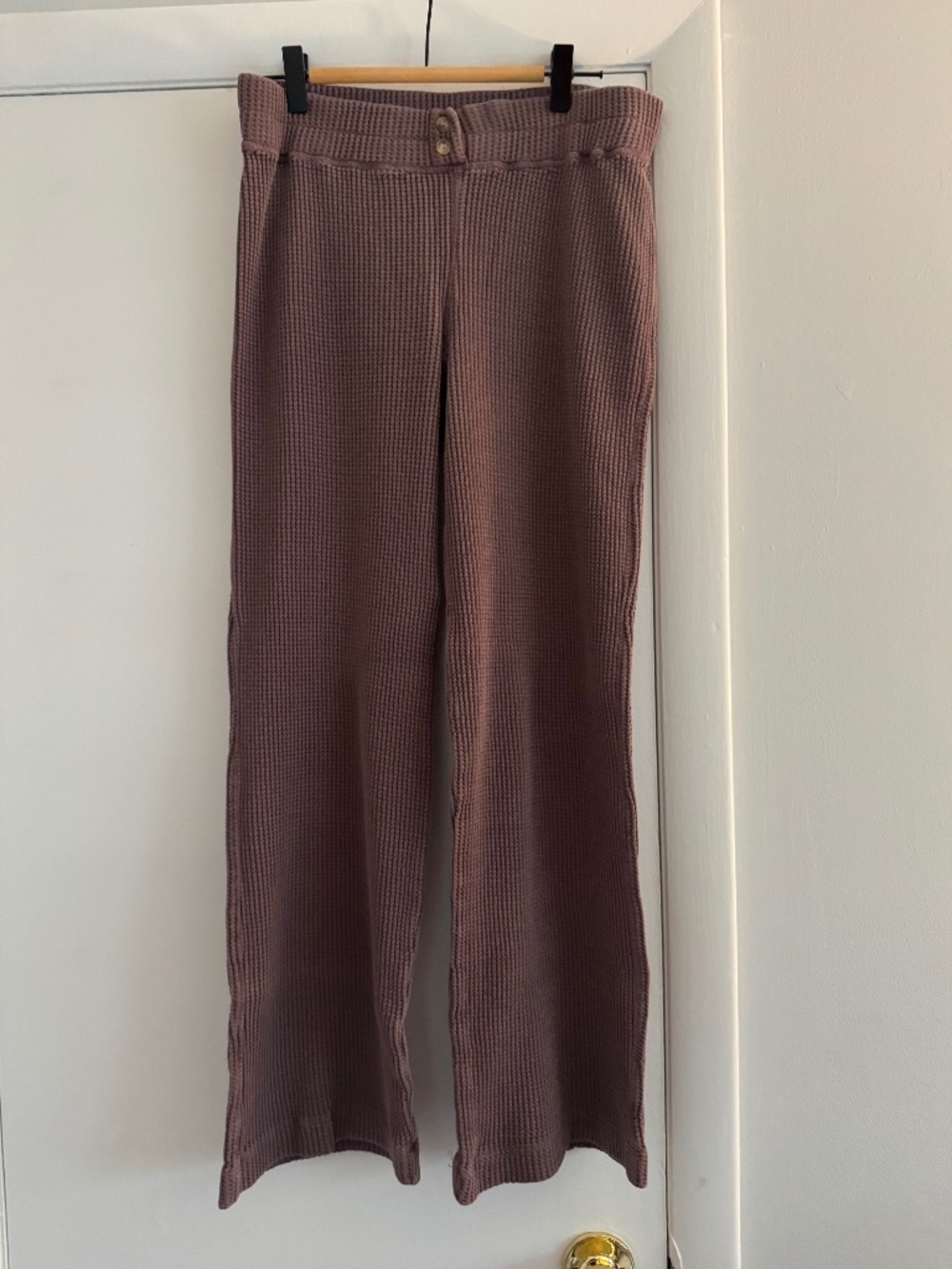 Faherty Waffle Knit Wide Leg Lounge Pants Mauve Size Small